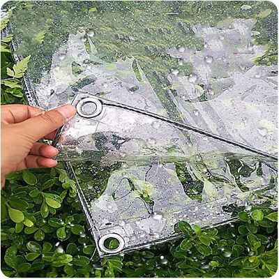 Transparente PVC Plane Mit Ösen – Wasserdicht, 420 G/m² Stark, Inkl. Seil & Kabelbinder Für Garten, Terrasse, Gewächshaus