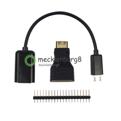 Raspberry Pi Zero Kit Mini HDMI to HDMI Adapter + Micro USB+GPIO Header 3 in 1