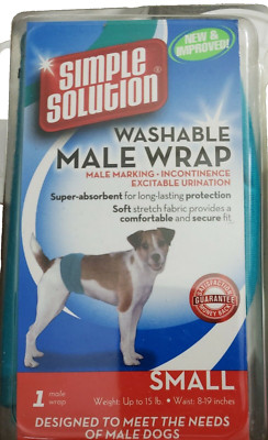 Simple Solution Washable Male Dog Wrap Size S Marking Incontinence Excitable NIP