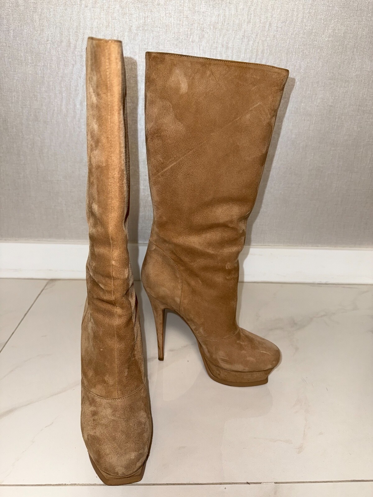 STIVALE YSL YVES SAINT LAURENT TRIBUTE 105 CAMMELLO SCAMOSCIATO TAGLIA EU 40.