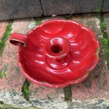 Vintage Rustic Fluted Candle Stick Red Enamel Candle Holder Wee Willie Winkie 2