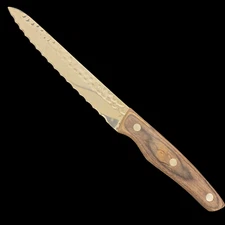 Syvio Stainless Steel Serrated Blade Wooden Handle Home Kitchen Steak Knife