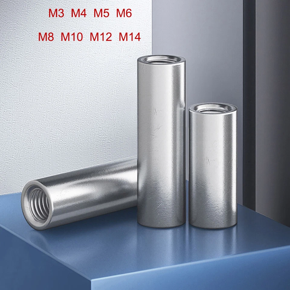 Long Round Coupling Nut M3 M4 M5 M6-M14 304 A2 Stainless Steel Cylindrical Nuts - Image 3 of 4