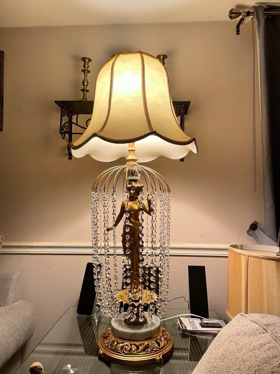 Vintage Antique Art Nouveau Crystal Lady Lamp