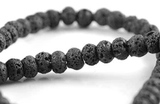 6X4MM BLACK VOLCANIC BASALTIC LAVA GEMSTONE RONDELLE 6X4MM LOOSE BEADS 16inch