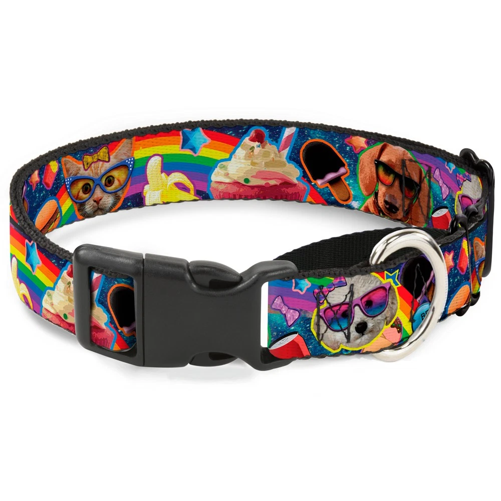Plastic Martingale Collar Pets & Snacks Rainbow Collage WIDE-Large 1 (US IMPORT)