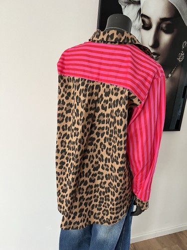 Bluse Hemd Animal pink/Rot gestreift ausgefallen yolly One Size 38-44 - Bild 10 von 14