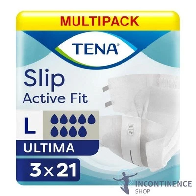 3x TENA Incontinence Slip Active Fit Ultima (PE Backed) - Large - Pack of 21