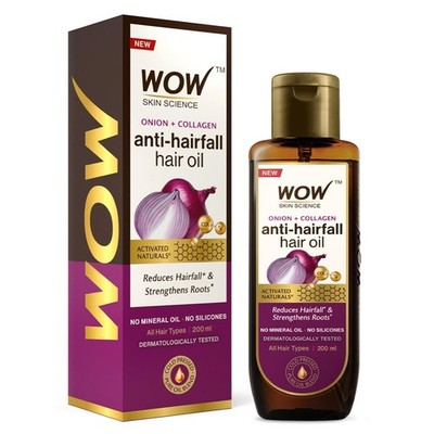 WOW Skin Science Onion & Collagen Hair Oil 200ml | Anti-Hairfall Care Pack 1