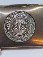 ANTIQUE WW1 GERMAN PRUSSIAN TRENCH ART BRASS SNUFF TOBACCO BOX GOTT MIT UNS