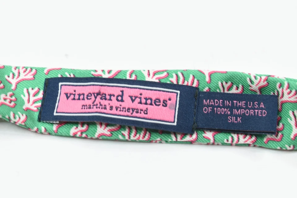 Pajarita Vineyard Vines para hombre talla única verde rojo estampado coral 100 % seda hecha en EE. UU. Foto 4 de 4