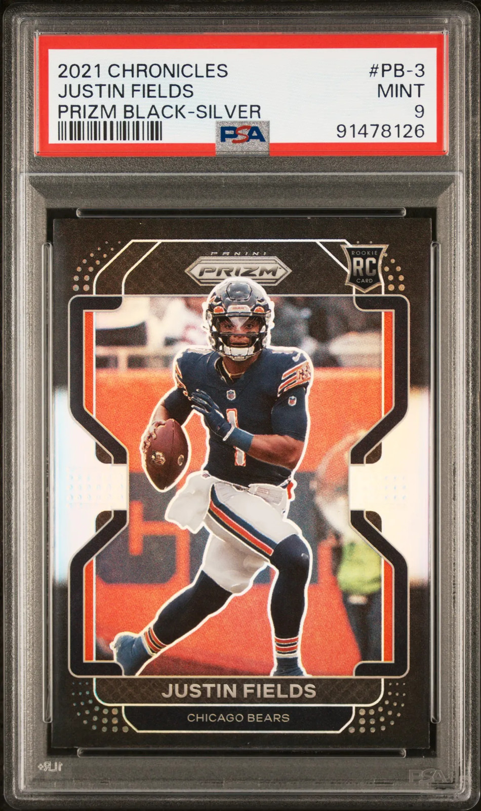 2021 Panini Chronicles Prizm Black Justin Fields #PB-3 Silver PSA 9