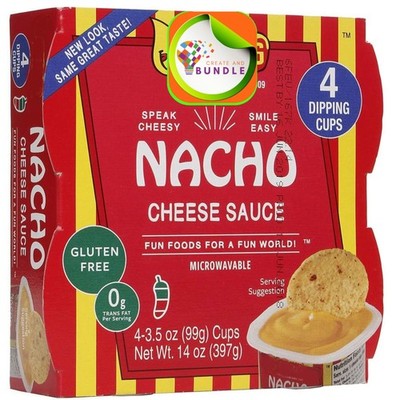 Nacho Cheese Dip 14 oz Total   4 Individual Cups 3.5 oz Each   Snack for Nach...