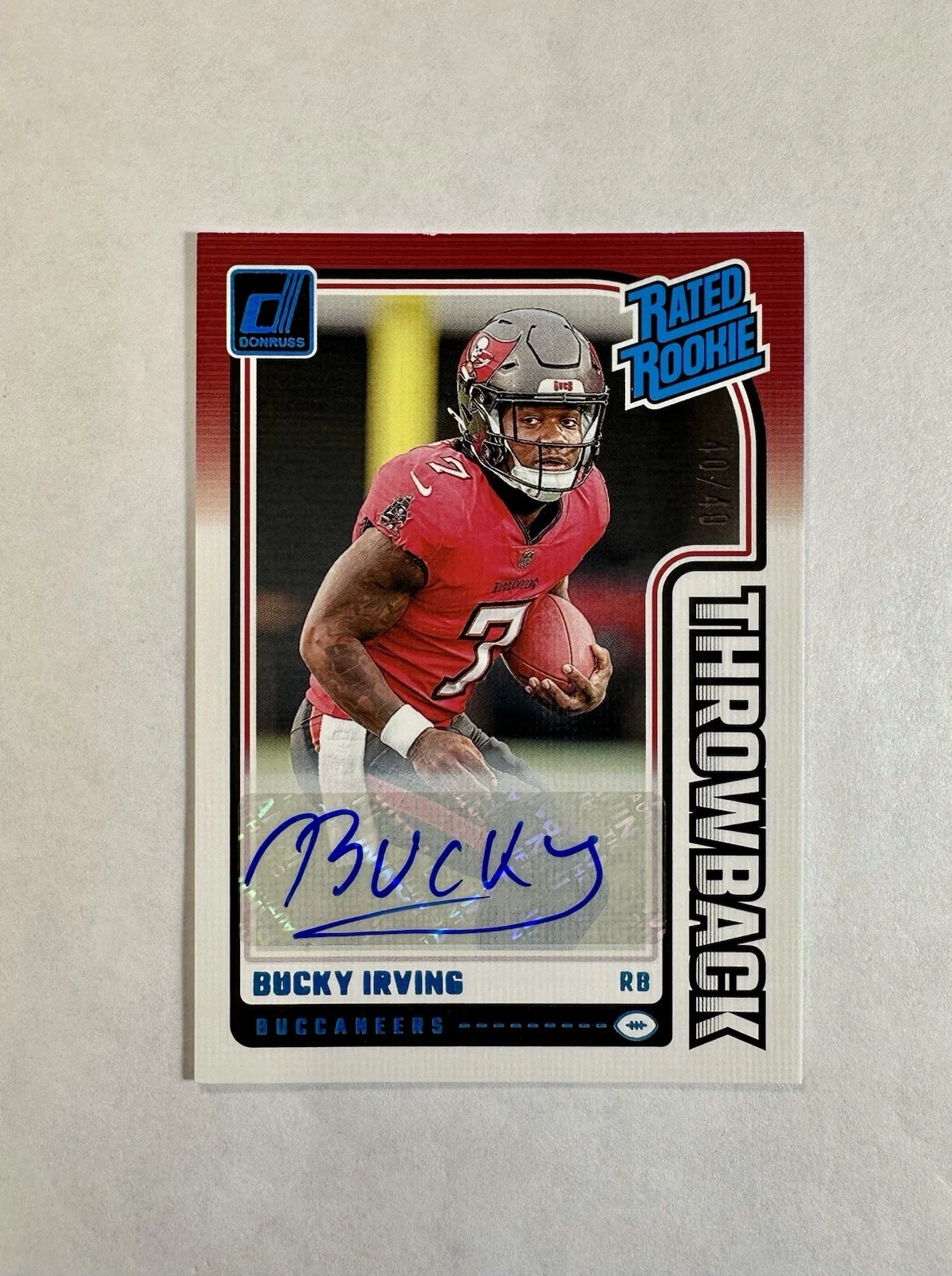 Bucky Irving Panini Donruss Rated Rookies Throwback Autographs #6 Base