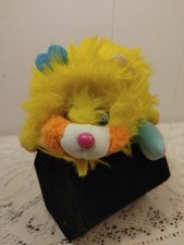 Vintage Mini Popples Plush Puffling Stuffed Animal 1986 Mattel Yellow Pink