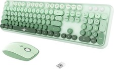 FOPETT Wireless Keyboard and Mouse Combo, 104 Keys Full-Sized GradientGreen