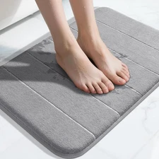 Memory Foam Bath Mat, Super Soft Absorbent Bathroom Rug Non Slip 24x17 Inch-Gray