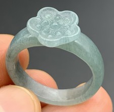 Video Certified Green Natural A Jadeite Jade Flower Circle Ring NO. 8    419760