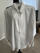 B Formal White Pleated Tuxedo Shirt Comfort Fit Point Collar XL 34/35