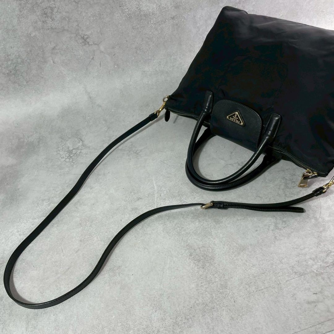 Excellent Condition PRADA 2way Bag Triangle Logo Tessuto Nylon Leather Black thumbnail 9