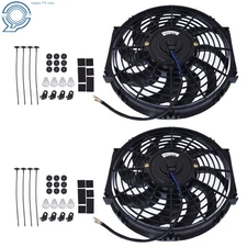 2X 12" Slim Fan Push Pull Electric 12V Mount Kit Universal Radiator Cooling Fan