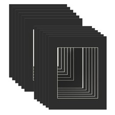 11x14 Black Picture Mats with White Core Bevel Cut Frame Mattes for 8x10 Pict