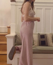 Urban Outfitters Lilac Stretch Wide Leg Raeylnn Ribbed Soft Jumpsuit Sz M