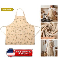 Cute Adjustable Floral Kitchen Apron for Women with 1 Large Pocket