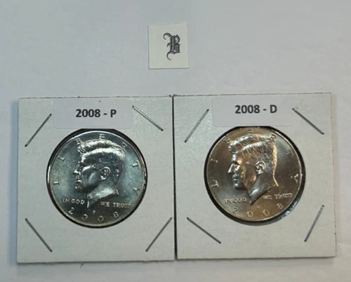 2008 P & D UNC Clad Kennedy Half Dollar Set in CB Flips -Free Shipping - B