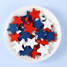 45 Pcs 4th of July Wooden Stars Decorations Patriotic Red White Blue Star 250...