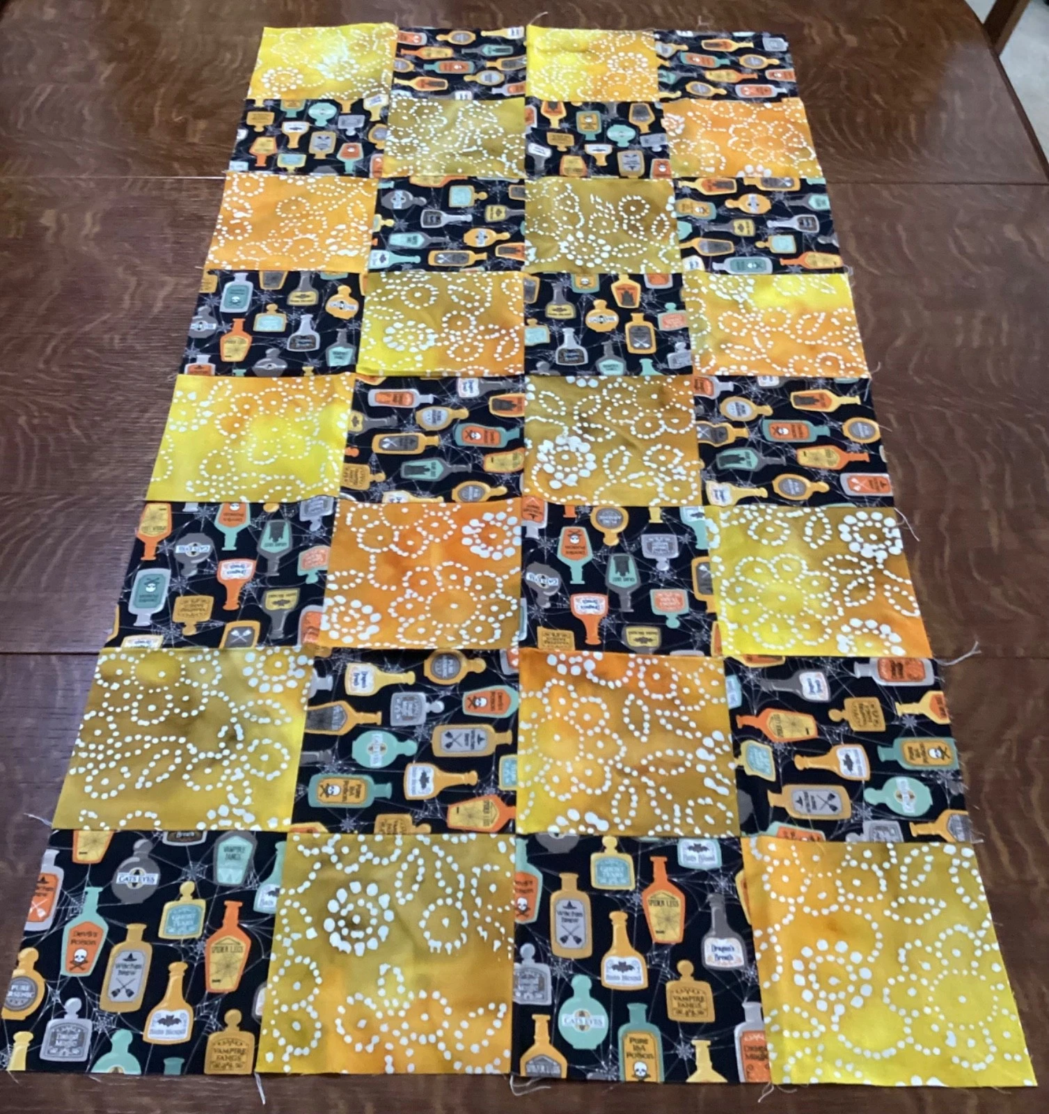 unfinished quilt top Halloween theme