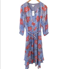 J. Jill Tropical Floral Midi Asymmetrical Dress women’s Sz small Wedding Guest