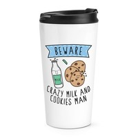Beware VerrüCkte Milch Und Kekse Mann Reisetasse Tasse Lustiger Witz Essen Lover