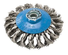 Walter 13H714 Saucer-Cup Knot-Twisted Brush – 7 in. Carbon Steel Wire Brush