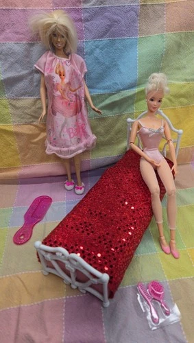 Vintage Barbie Doll Lot with Bed & Hair Accessories