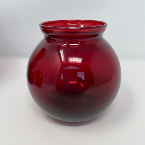 Vintage Anchor Hocking Royal Ruby Red Glass Flower Vases Set of 3 MCM 1-6", 2-4" - Picture 17 of 20