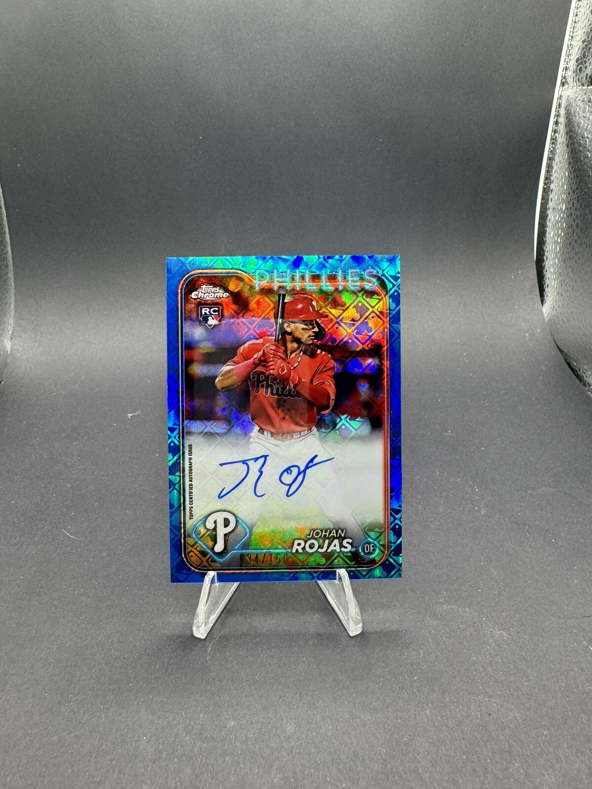 2024 Topps Chrome Logofractor Edition Johan Rojas Blue Auto /150 #RCA-JRO