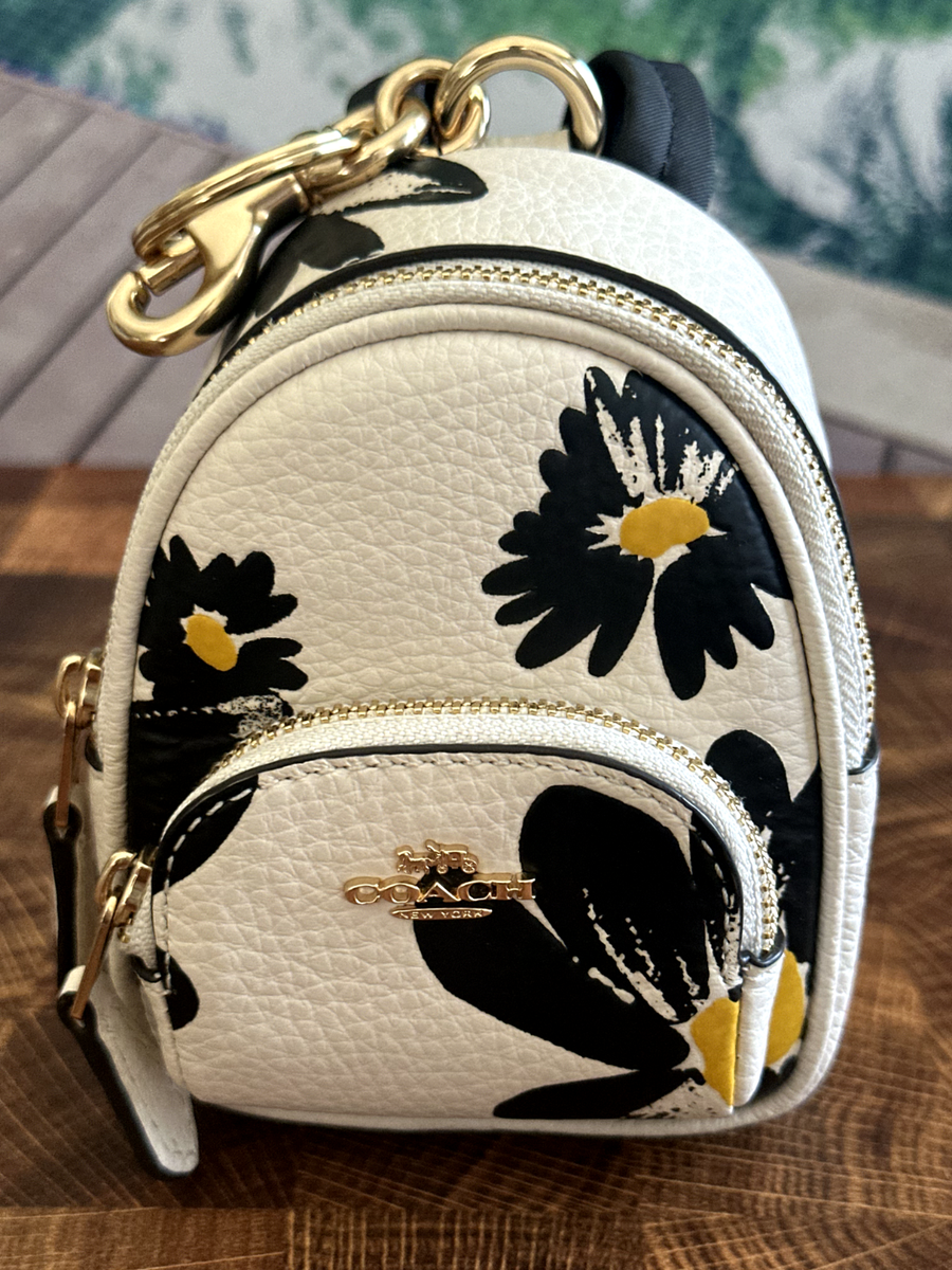 バッグ genten backpack charm perforated leather COACH CZ605 Mini Court Backpack Bag Charm Pebble Leather Floral
