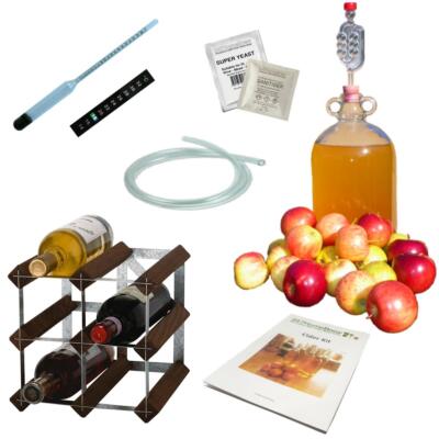 Traditionelles Apfelweinherstellungsset Glas Demijohn und Weinregal Turbo, Perry, Scrumpy