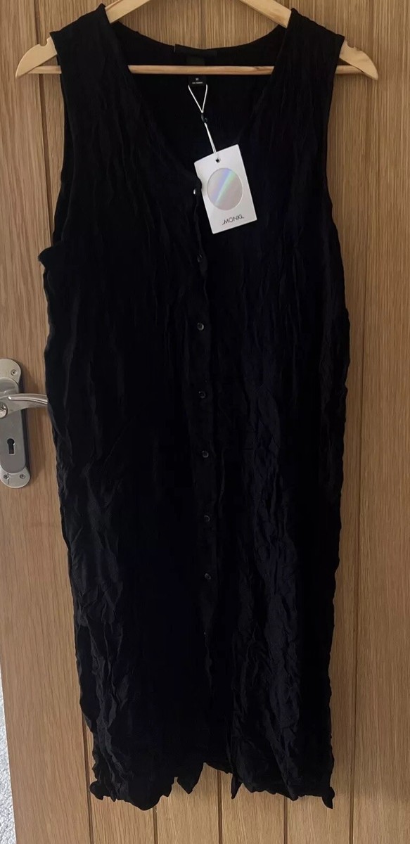 princess polly baby blue dress Yumi Black Viscose Linen Look Midi Shirt Dress With Wooden Belt main image 0