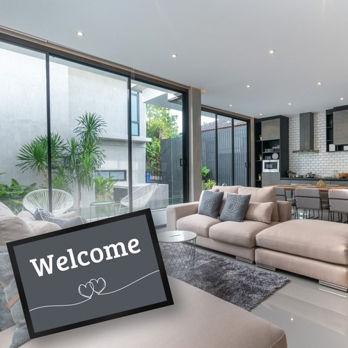Fußmatte Welcome in dunkelgrau mit Herzen Willkommen Fußmatte Fussmatte - Bild 11 von 30