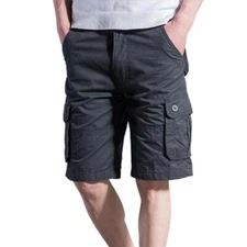 Mens Cargo Combat Shorts Half Pants Multi-Pocket Trousers Fishing Hiking Casual