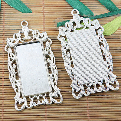 1pcs tibetan silver color floral rim rectangle cabochon settings EF2506