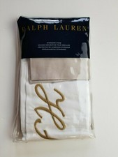 RALPH LAUREN LANGDON SATEEN WHITE w VINTAGE SLV TRIM ONE STD PILLOW SHAM HS