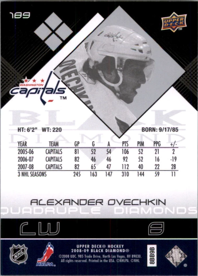 2008-09 Black Diamond #189 Alexander Ovechkin - NM-MT - Image 2 of 2