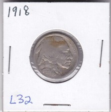1918 Buffalo Nickel Acid Dated L32