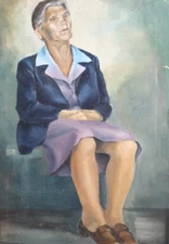 Old woman portrait vintage oil painting