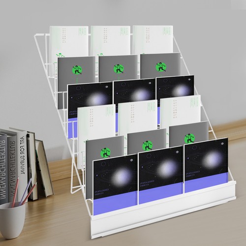 6 Tier Wire Literature Display Countertop Folding Rack Books DVD CD Foldable New
