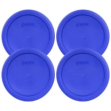 Pyrex 7201-PC 6" Cobalt Blue 4 Pack Plastic Cover Lid New for 4 Cup Glass Bowl