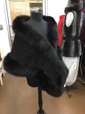 Black Fox Crystals Rhinestones Shawl Wrap Shrug Cape Bridal New Gorgeous